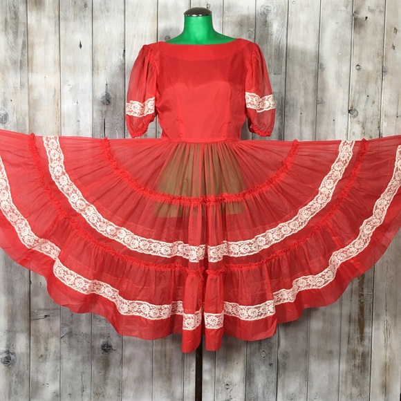 Vintage Dresses & Skirts - Vintage square dance rockabilly dress.